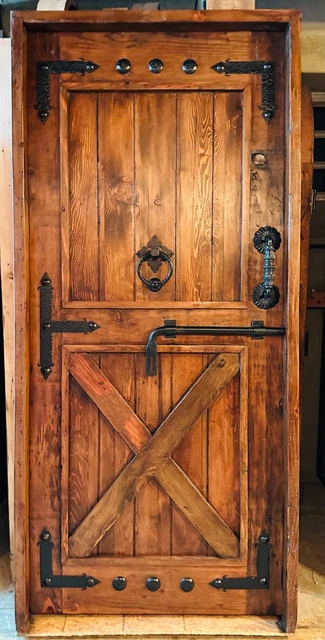 Rustic reclaimed lumber square top door in stock 37.5 X 81 left hand inswing