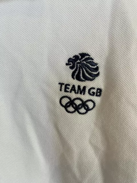 Team GB Olympic Polo Shirt Adidas Size Medium White Blue Official 3