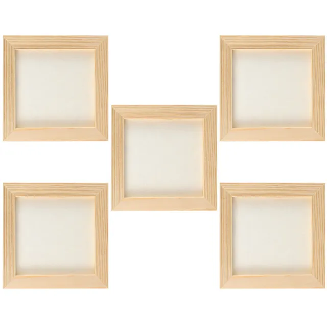 5 Pcs Clay Picture Frame Photo Wood Child Blank Wooden Frames Hanging DIY