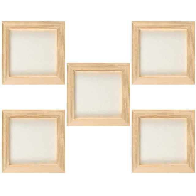 5 Pcs Clay Picture Frame Photo Wood Child Blank Wooden Frames Hanging DIY