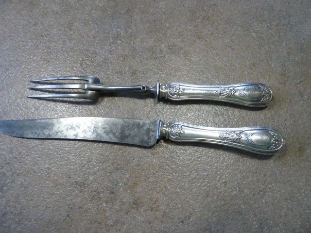 Couteau Et Fourchette à Découper Bois - Service Pour Gigot, Style Indien De Chasse