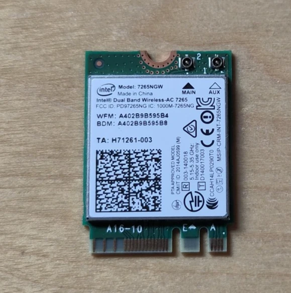 Scheda Di Rete Intel Dual Band Wireless-AC 7265 NGFF M.2 - Wi-Fi 802.11ac + Bluetooth 4.0 - 867 Mbps (7265NGW)