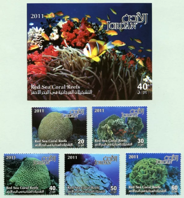 Jordanien Jordan 2011 Korallen Fische Coral Reefs 2130-2134 + Block 142 MNH