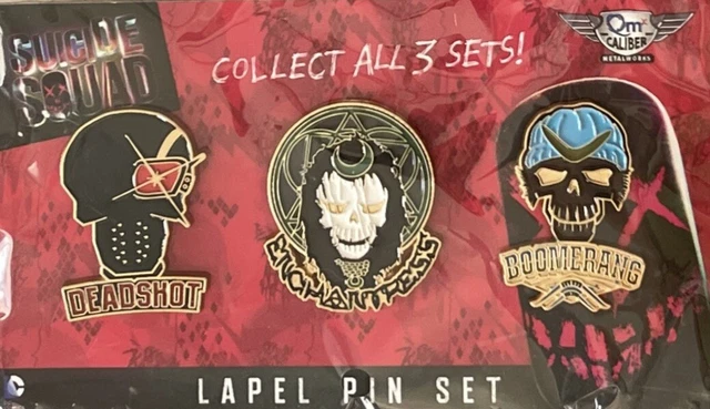 DC Suicide Squad Lapel Pin 3 Pack Set 1 Deadshot Enchantress Captain Boomerang