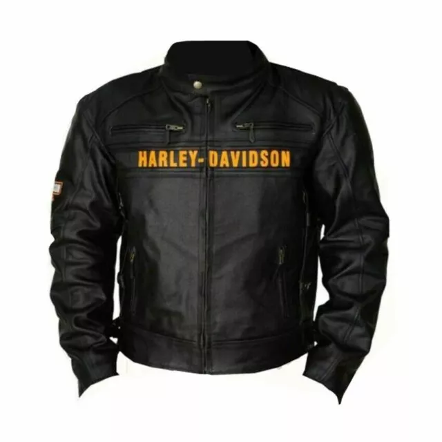 Men's Harley Davidson Motorcycle Vintage Biker Distressed Real Leather Jacket