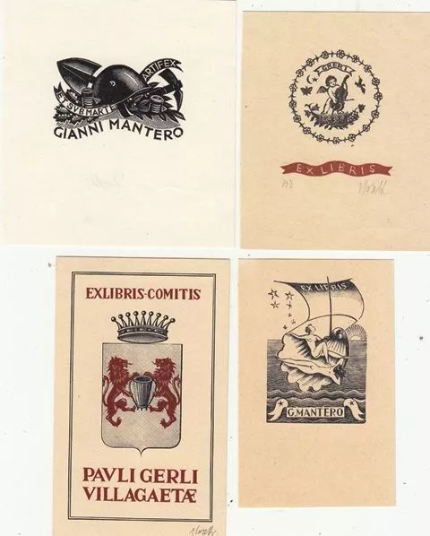 4 Exlibris Bookplate Holzstiche Italo Zetti 1913-1978 Convolute Lot