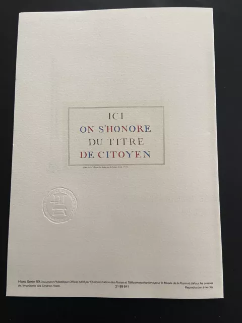 France : Document Philatelique Officiel - Hors Série Philexfrance 1989