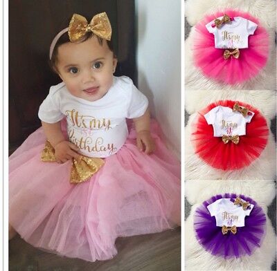 BABY BAMBINA 1. primo compleanno paillettes abito tutu tulle gonna 3tlg Outfit Set