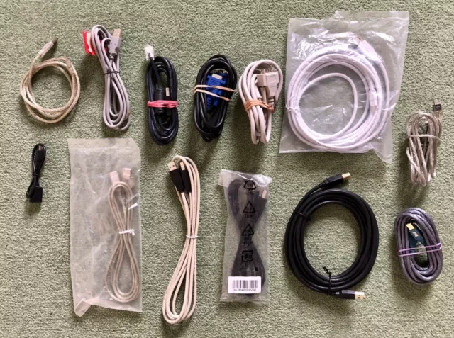 Bundle of USB, Mini USB and other computer cables