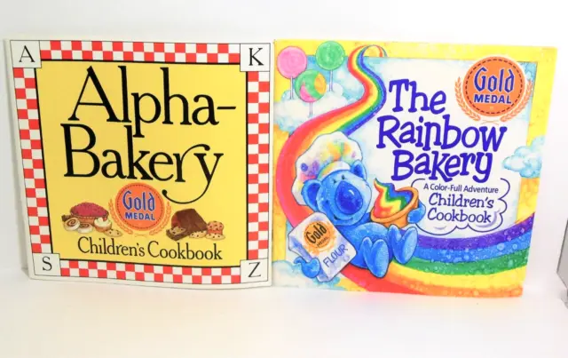 Alpha Bakery AND The Rainbow Bakery Childrens Cookbook LOT Gold Medal Kid Recipe 2
