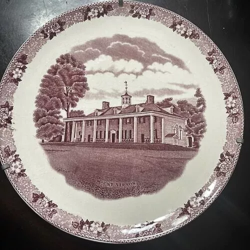 Old English Staffordshire Ware by Adams Potteries Red/Pink 8" Mount Vernon Plate