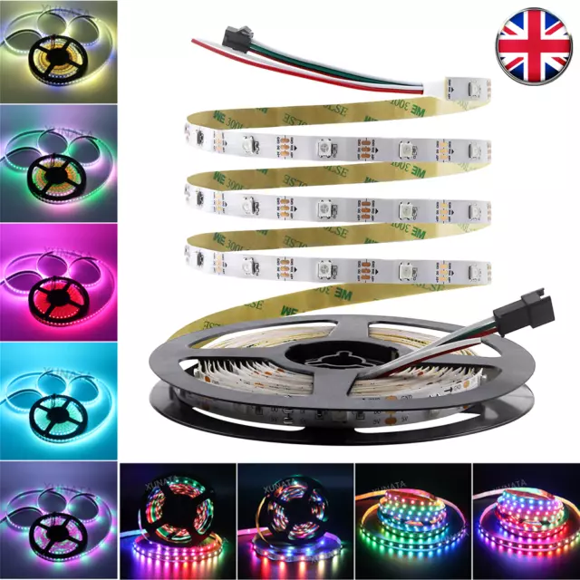 1-5m WS2812B RGB LED Strip 30/60 LEDs 5050 ws2812 IC Individual Addressable DC5V