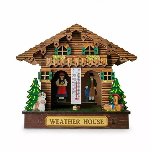 Wetterhaus, Wald Wetter Haus mit Mann und Frau Chalet Barometer Wetterhäuschen