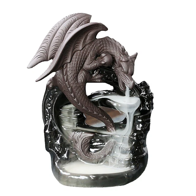 Dragón Decoración Cascada Incienso Soporte Incienso Incienso Antorcha Rä H3L6