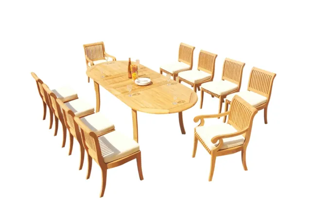 11pc Grade-A Teak Dining Set 118" Oval Table Giva Chair Outdoor Patio