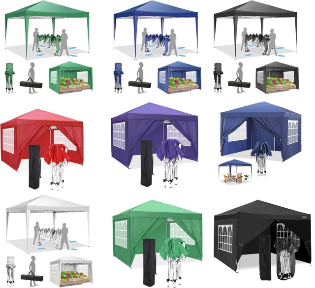 Pavillon 3x3m Wasserdicht Partyzelt Gartenzelt UV Faltpavillon Popup faltbar NEU 11