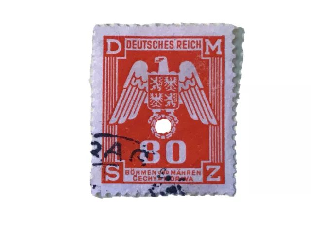 1943 - Böhmen u. Mähren - Mi.Nr.17 - 80 H - Dienstmarke Adler mit Wappen - gest.