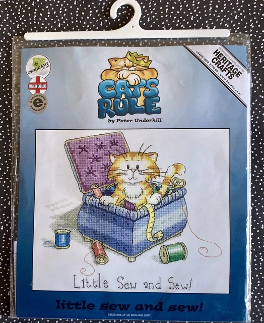 Nuevo kit de punto de cruz contado con reglas de gatos Heritage pequeña costura y costura