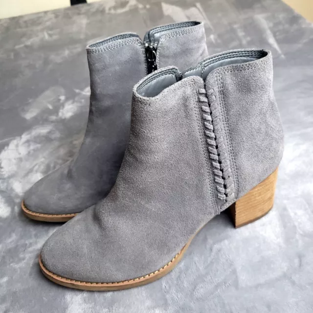 Blondo Nina Waterproof Booties Gray Suede Women's Size 10 Shoes Heeled Zip Boots