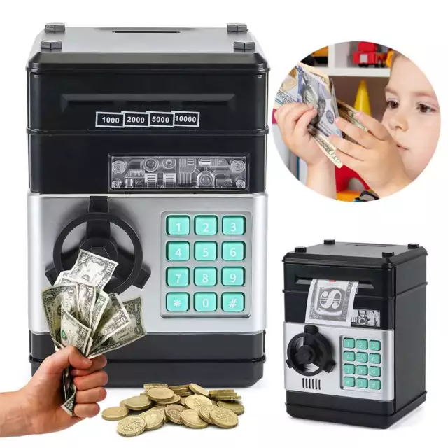 Piggy Bank Cash Coin ATM Bank Electronic Money Storage Saver For Adults Kid Gift