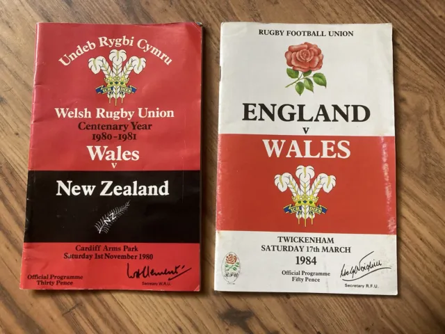 Vintage Rugby Programme RFU 1980 Wales v New Zealand & 1984 England v Wales 1984