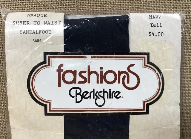 Vintage 1980 Fashions Berkshire Navy Tall Opaque Pantyhose Sandalfoot