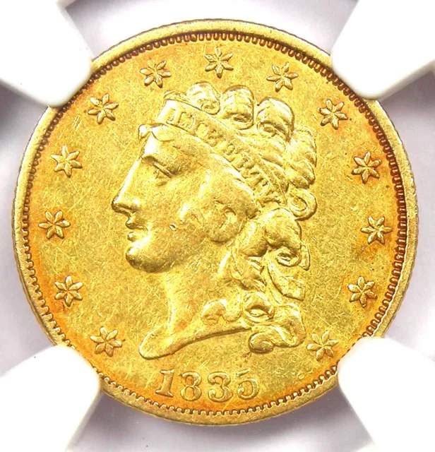 1835 Classic Gold Quarter Eagle $2.50 Coin - Certified NGC AU Details - Rare!