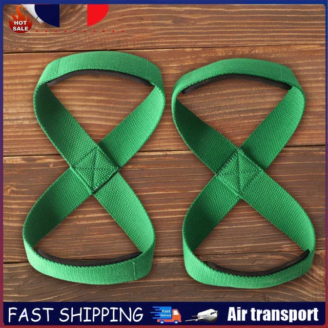 Padded Figure 8 Deadlift Training Straps Pull-Ups Straps for Gym Fitness (Green)