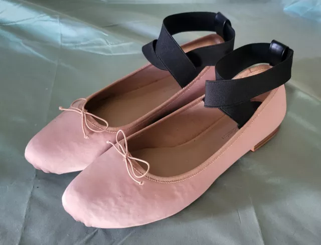 Satin Ballerinaschuhe Tanzschuhe rosa mit Kreuzband Gr.38