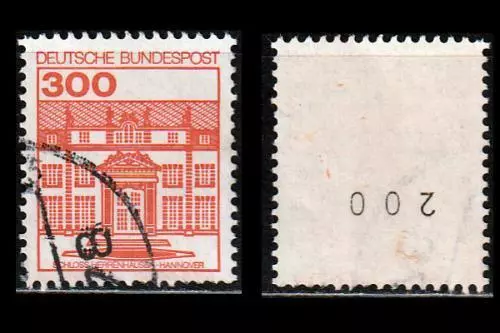 Burgen und Schlösser 300 Pf  Mi. 1143 Rollenmarke mit rückseitiger Nr. 200