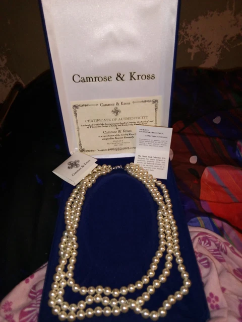 CAMROSE KROSS Jacqueline Kennedy JBK Triple Strand Faux Pearl