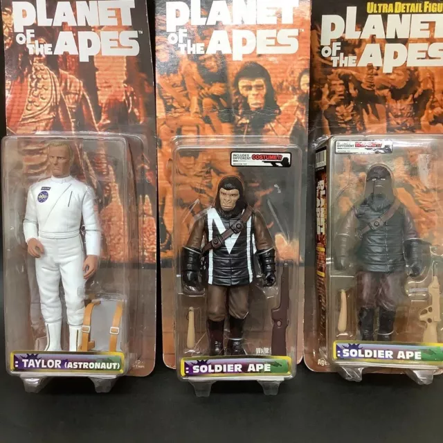 Planet of the Apes Medicom Toy Figure Set Taylor, Soldier Ape, Soldier Ape