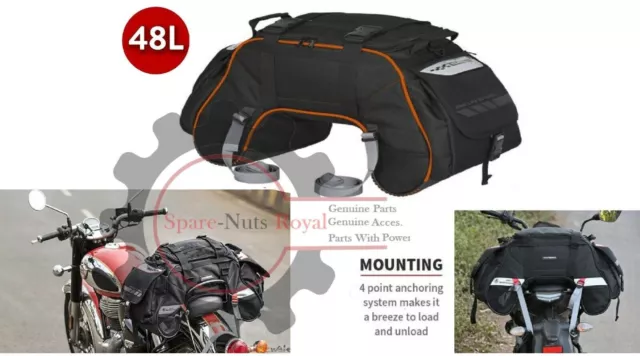 Black "Royal Enfield Claw Mini Waterproof Tail Bag (48L)" Fit For All Motorcycle