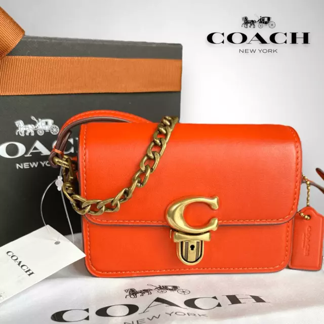 NWT Coach Studio 12 Glovetanned Leather Shoulder / Crossbody Bag in Sun Orange