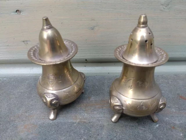 Vintage EPNS Silver Plate Cruet Set Queen Anne Salt & Pepper Pots