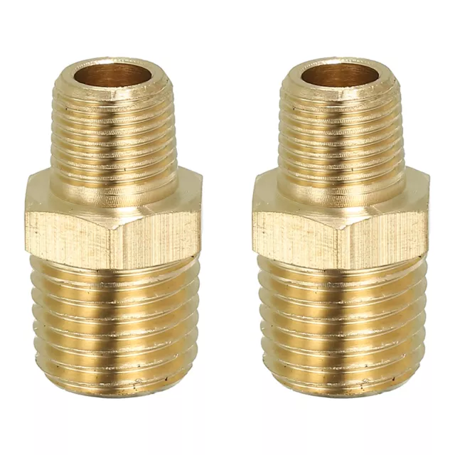 Brass Hex Nipple Pipe Fitting, 2 Pack 1/4" NPT x 1/8" NPT Male Couplings