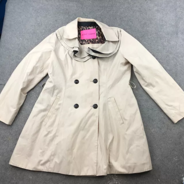 Betsey Johnson Jacket Womens Medium Beige Trench Coat  *