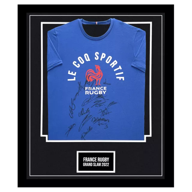 Signed France Rugby Framed Shirt - Grand Slam 2022 +COA