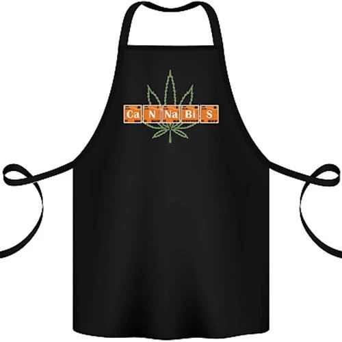 Cannabis Periodic Table Chemistry Weed Cotton Apron 100% Organic
