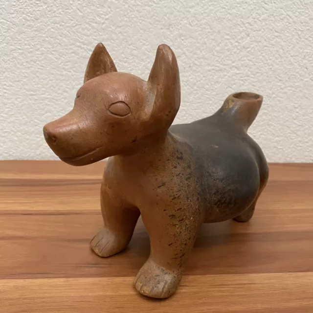 Vintage Pre Columbia Redware Pottery Colima Mexican Dog Vessel Sculpture