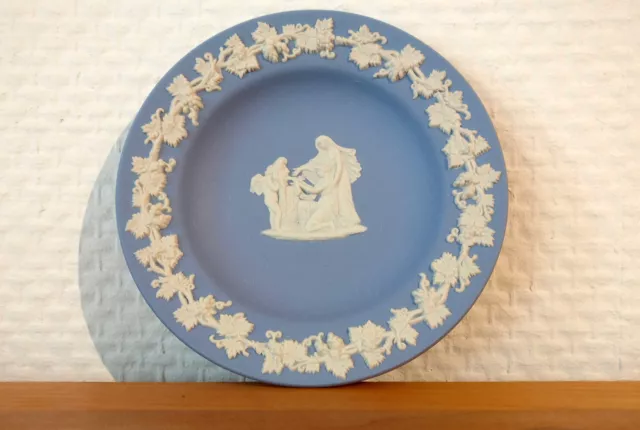Wedgwood Jasperware Jaspis, Teller, Zierteller, Plate, 11,5cm, blau/weiss