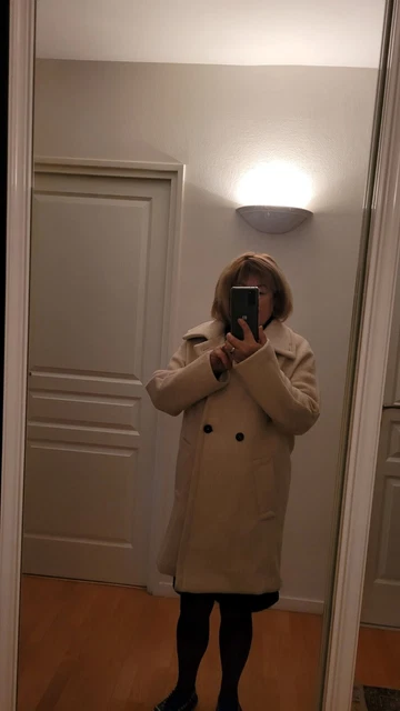 Manteau Femme Caroll Taille 1 - Gris Foncé, Laine Et Alpaga - Occasion Très Bon état - Style Caban