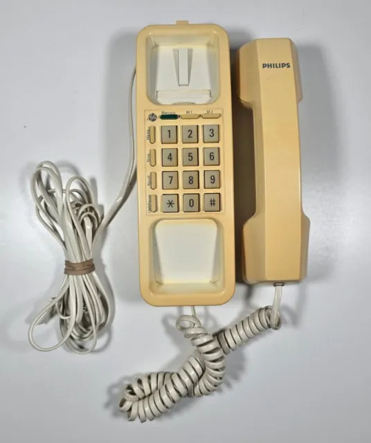 Compact Wall Mount Landline Telephone Philips Pacephone 100 Cream - untested