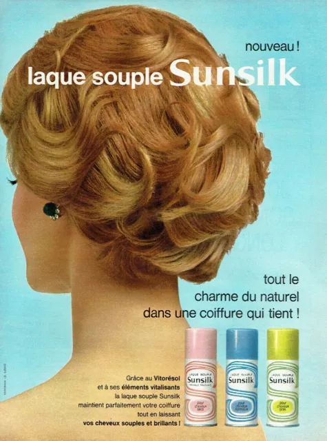 Publicité Advertising  820  1965   la laque  souple Sunsilk vitorésol