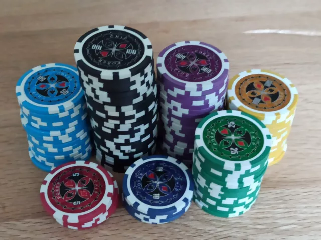 100 Profi Laser Poker Chips "Poker Chip" für Pokerkoffer Pokerset Metallkern Top