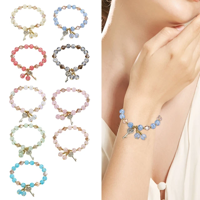Armbänder Geflochten Set Mehrfarbiges Stretch-Perlenarmband für Damen,