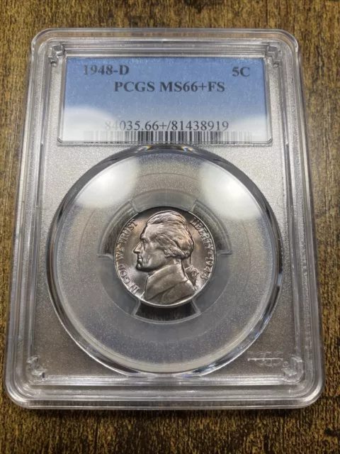 (KP#70) 1948-D PCGS MS66+ FS Jefferson Nickel 5c