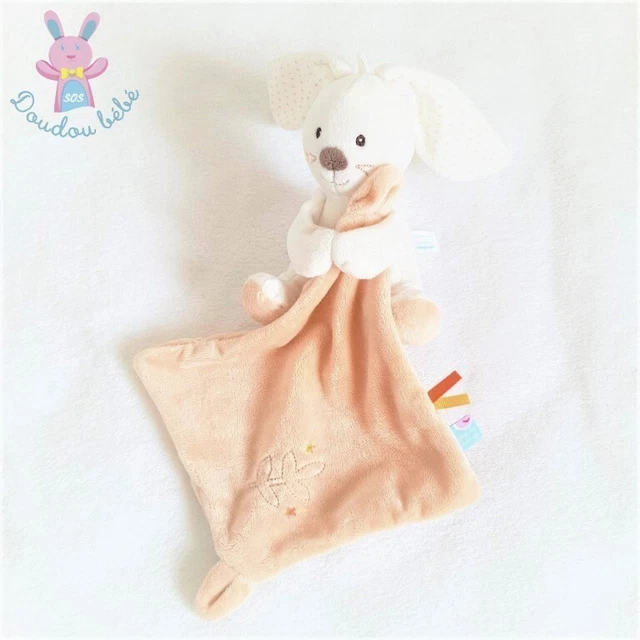 Doudou Lapin blanc pois mouchoir beige Les Naturels SUCRE D'ORGE (3 dispos)