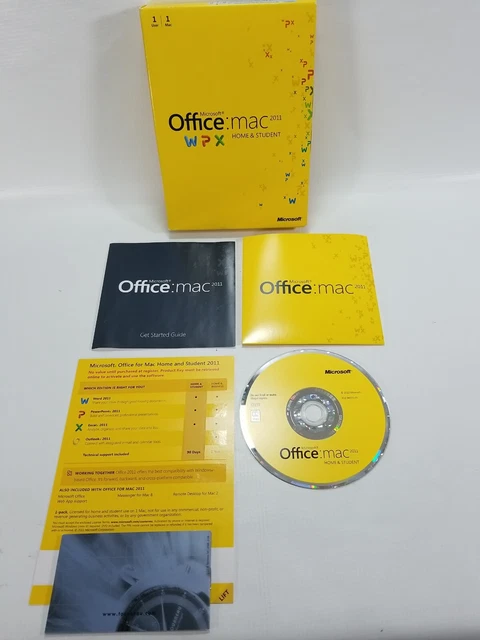 Genuine Office Mac Home & Student 2011 microsoft w/ key code 1 User