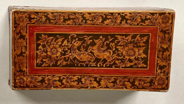 Antique Burmese Lacquer box, ca. 16-19 C; 13 1/4 x 8 x 6 1/8 "